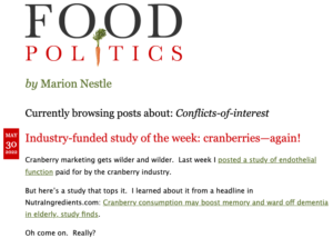An image of Marion Nestle excerpted article on Food Politics