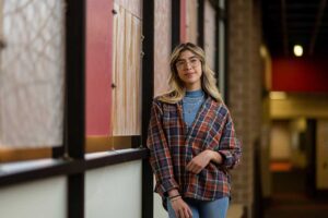 For student Flor Sanchez, the first thought about college was “it was impossible”. Image credit: Eric Bronson, Michigan Photography