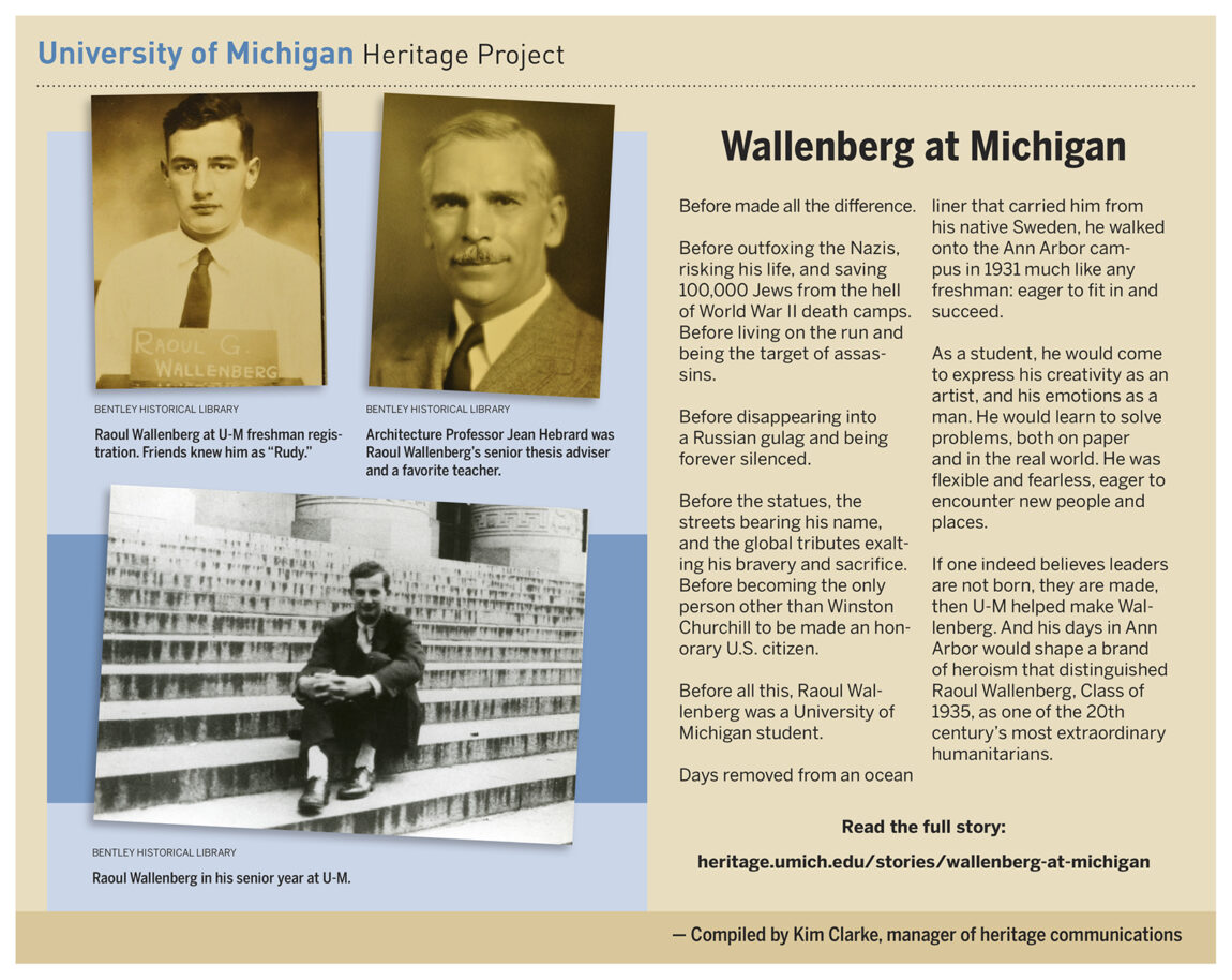 Before outfoxing the Nazis, risking his life, and saving 100,000 Jews from the hell of World War II death camps, Raoul Wallenberg was a U-M student.