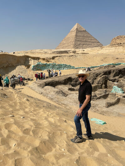 Richard Redding, associate research scientist in the Kelsey Museum of Archaeology, is shown at the Valley Temple of Menkaure in Egypt. Redding has spent nearly every winter in the country for about 30 years uncovering the mysteries of the Old Kingdom. (Photo by Sayed Salah)