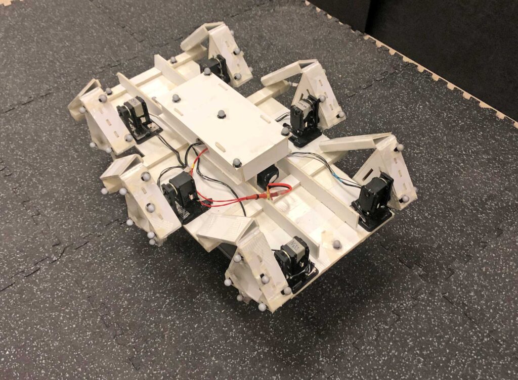 A six-legged ant-inspired robot. Data collected with this robot helped to show that many-legged walking, slithering and some kinds of swimming follow the same mathematical model. Image credit: BIRDS Lab