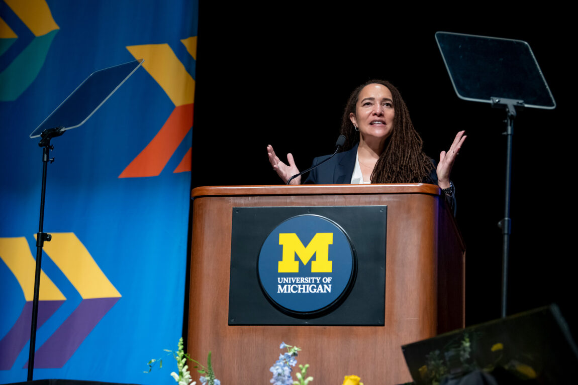 Tabbye Chavous, vice provost for equity and inclusion and chief diversity officer, delivers the opening comments for the DEI Summit. (Photo by Lon Horwedel)