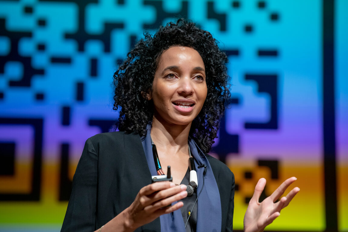 Dena Scott, clinical psychologist with Headspace Health, speaks Oct. 13 during the DEI Summit at the Power Center for the Performing Arts. Scott was one of three featured speakers focusing on the theme, "DEI: Nurturing the Heart, Mind, & Soul." (Photo by Lon Horwedel)