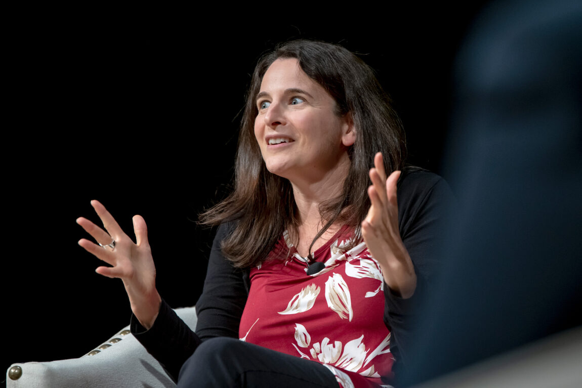 Sarah Hurwitz, author and former speechwriter for President Barack Obama and First Lady Michelle Obama, answers a question during a panel discussion at the DEI Summit. (Photo by Lon Horwedel, Michigan Photography)