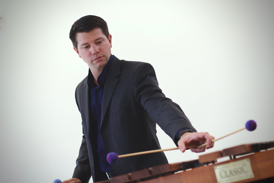 Jonathan Smith, percussion program manager at U-M, has performed nearly 200 shows for “Aladdin” on Broadway since 2014 as the designated sub for the musical’s full-time percussionist. (Photo courtesy of Jonathan Smith)