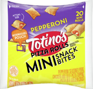 A package of mini pizza rolls by Totino's