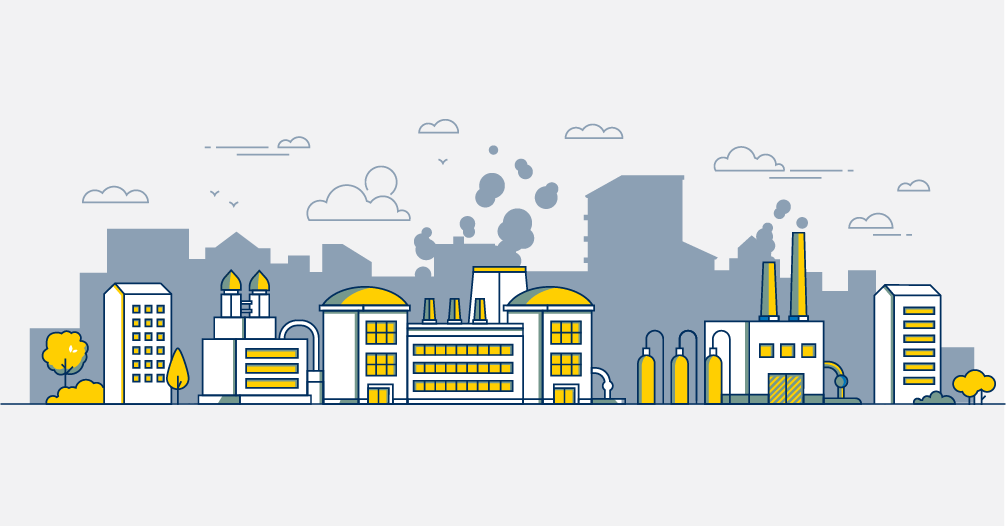 A graphic illustration of a city. Image courtesy: School of Public Health