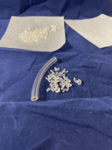 The University of Michigan researchers used tubing made of polyvinyl chloride found in chemist Anne McNeil's lab to test a way to chemically recycle the plastic. Image credit: Danielle Fagnani