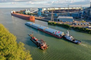 The Port of Monroe, Michigan’s only Lake Erie port, received $5 million in state funding this summer, which helped it to leverage an $11 million grant from the U.S. Department of Transportation in November. The funding will help it build a container cargo scanning facility and a riverfront wharf for vessel transfer of wind energy cargos and other improvements. Image credit: Eric Bronson, Michigan Photography