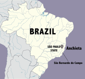 The map shows Anchieta Occupation location, at São Paulo State.