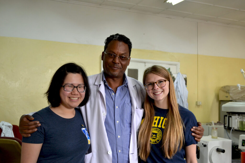 Bereket Woldeab with SPH students Claudia Djimandjaja and Olivia Bouchard in Addis Ababa. Image Credit: Mandira Banerjee