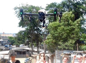 Using a drone to document deforestation and site layout. Image credit: “Ocupação Anchieta Avança!” team