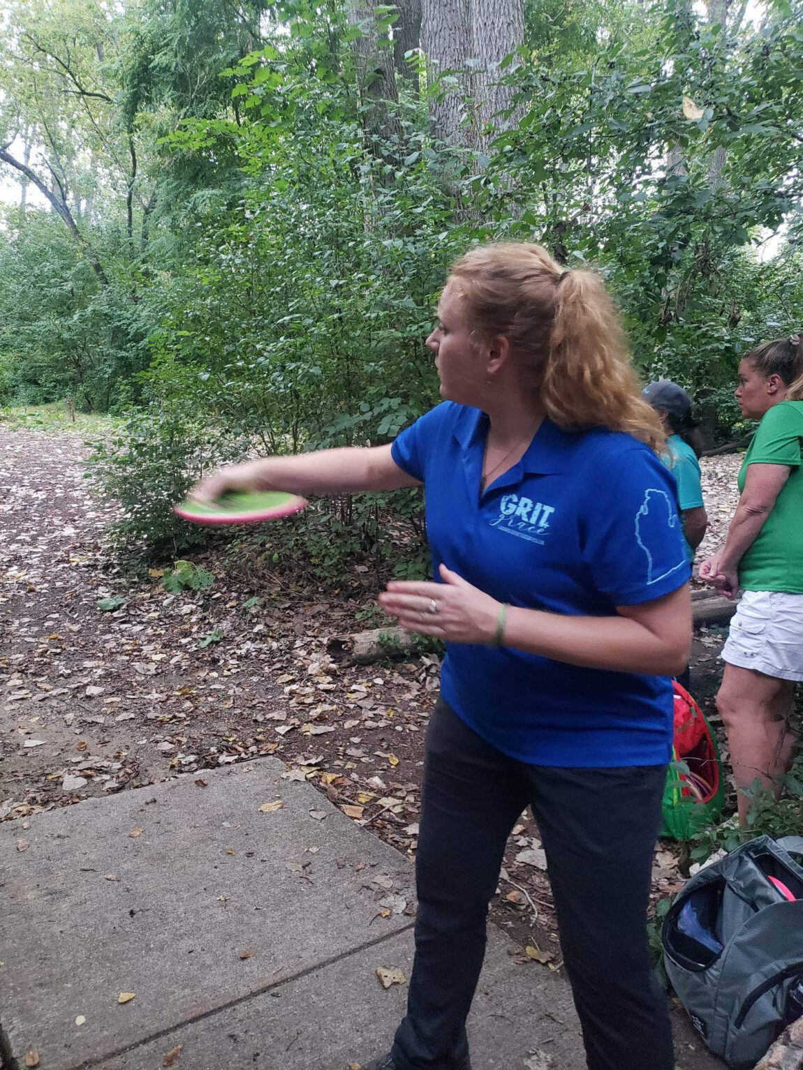 Jennifer Trombley, an orthotic assistant in Michigan Medicine’s orthotics and prosthetics department, started Grit & Grace Ladies DGC, a disc golf league for women, five years ago. (Photo courtesy of Jennifer Trombley)