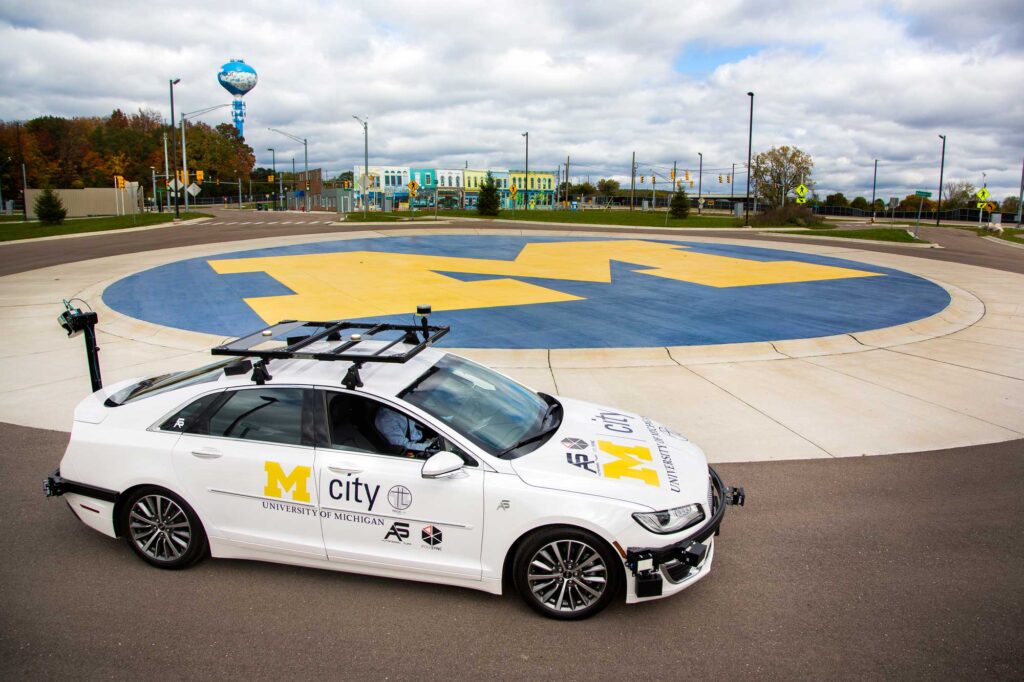 A specially equipped Lincoln MKZ, based at Mcity, is an open-source connected and automated research vehicle available to U-M faculty and students, startups and others to help accelerate innovation. Image credit: Joseph Xu, Michigan Engineering