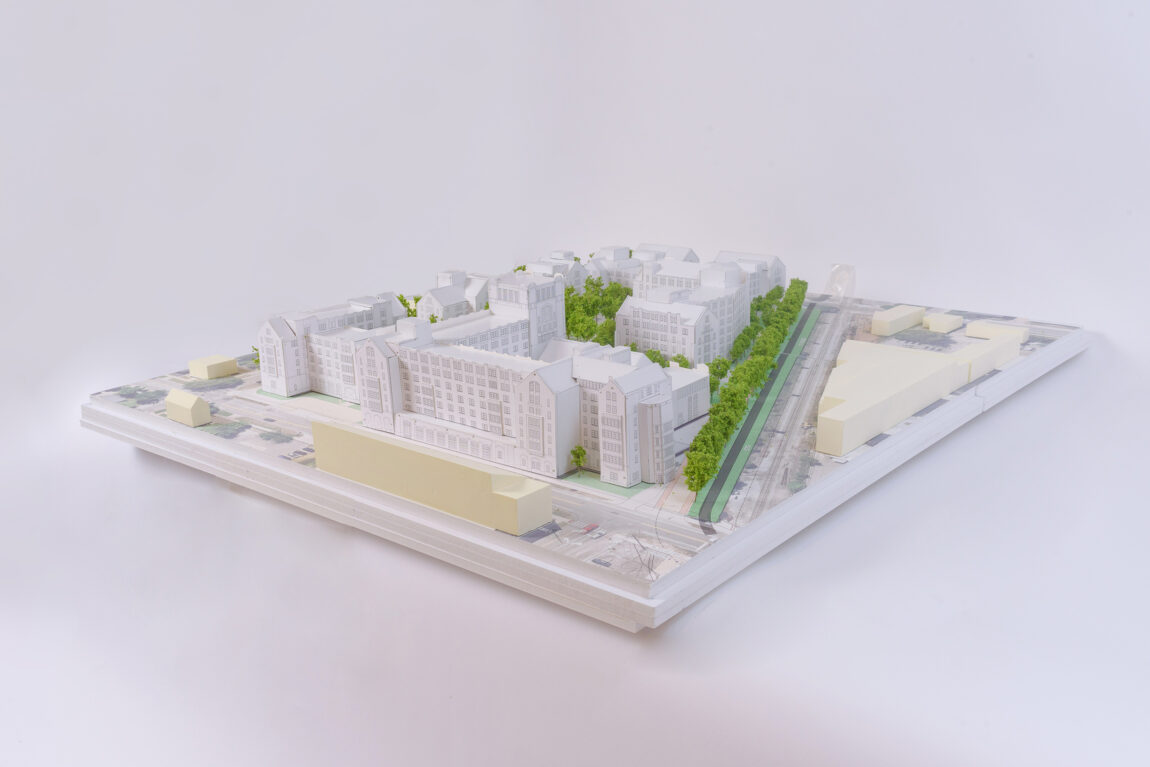 Robert A.M. Stern Architects shared this 3D model of the Central Campus housing project with the Board of Regents during its Feb. 16 meeting. (Courtesy of Robert A.M. Stern Architects)