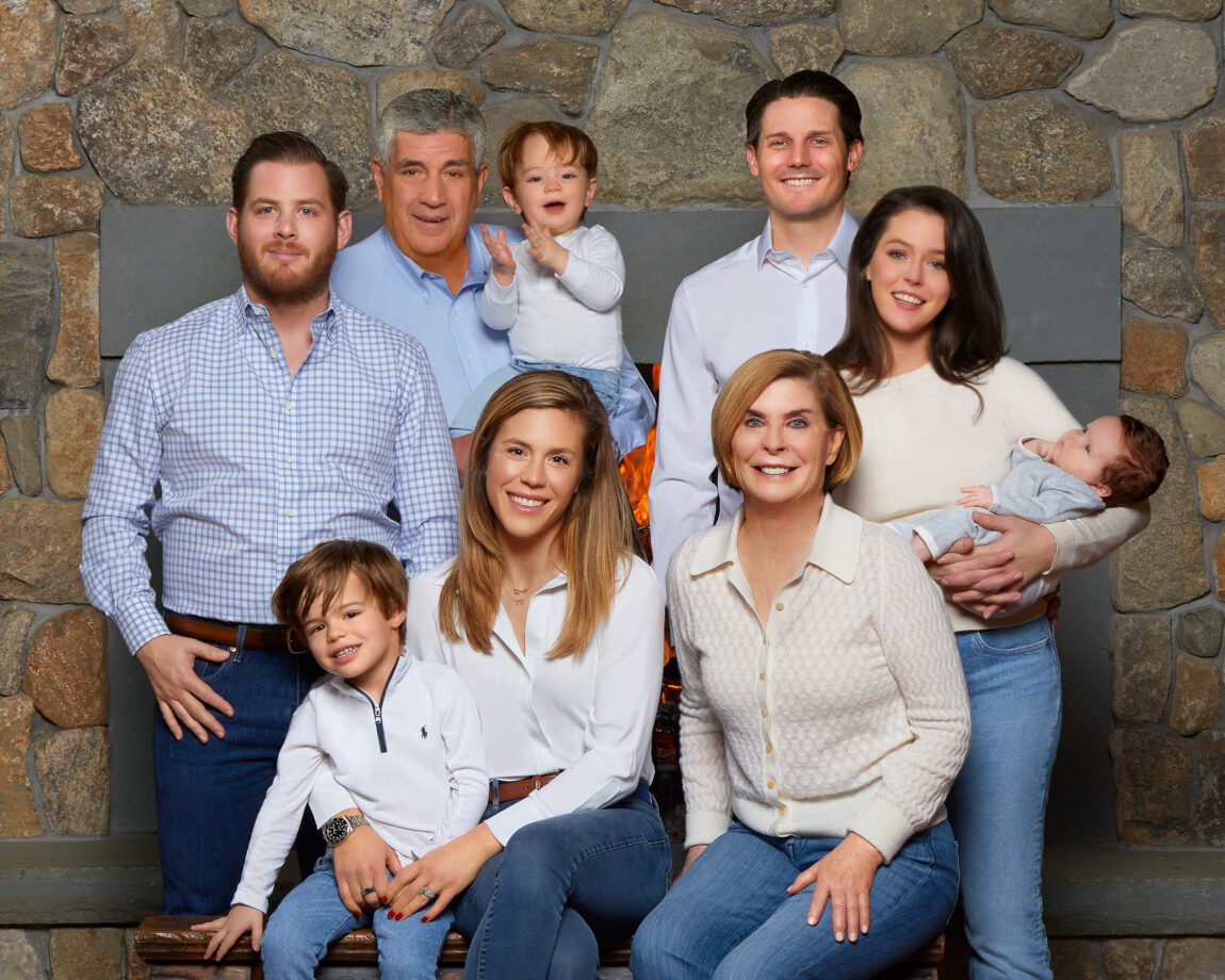 Back row, from left: Michael Marsal, Bryan Marsal (holding Liam Marsal), Tyler Kirsch and Megan Kirsch Marsal (holding Charlotte Kirsch). Bottom row, from left: Max Marsal, Alison Marsal and Kathleen Marsal. (Photo by Serge Nivelle)