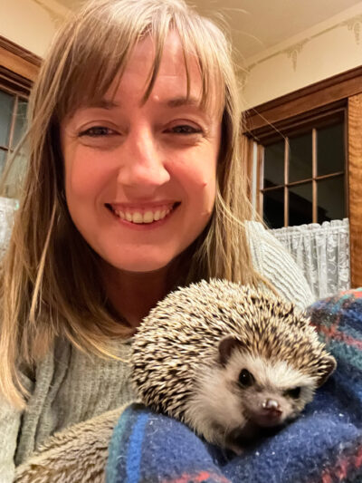 Kelly Jones, sustainability programs manager for the Graham Sustainability Institute, and her partner adopted Peary, a 2-year-old hedgehog, from a breeder. Peary is short for Prickly Pear, and he is the third hedgehog the couple have cared for. (Photo courtesy of Kelly Jones)
