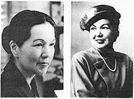 Shio (Shiho) Sakanishi, two images of the beautiful Asian woman in black & white.
