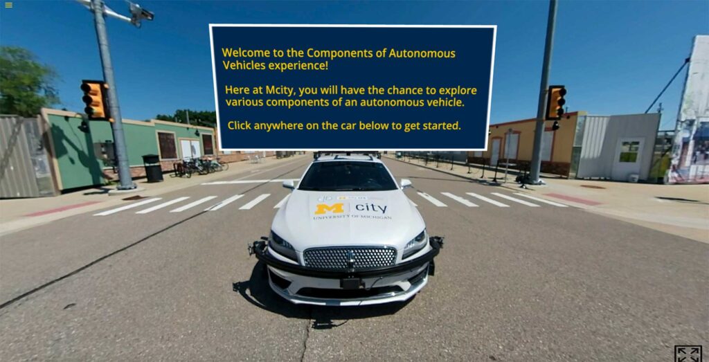 First look at the interactive 360 video XR-enhanced course. Image courtesy: Center for Academic Innovation