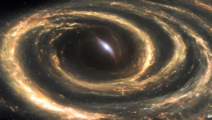 Artist's impression of a supermassive black hole. Cosmological coupling allows black holes to grow in mass without consuming gas or stars. Image credit: UH Manoa