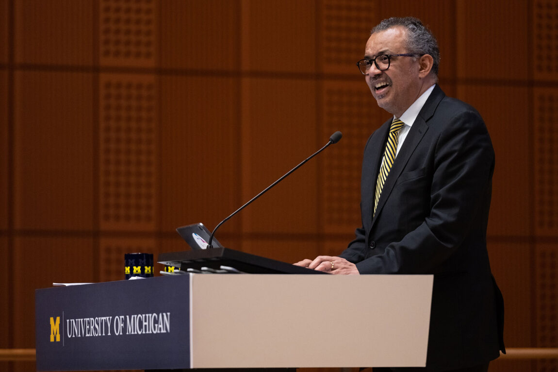Tedros Adhanom Ghebreyesus, director-general of the World Health Organization, speaks at a ceremony at which he received the Thomas Francis Jr. Medal in Global Public Health.