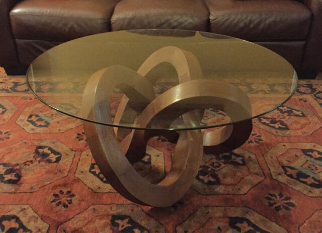 When Mark Meier, lecturer II in architecture in the A. Alfred Taubman College of Architecture and Urban Planning, was completing his master’s degree in digital technologies at U-M, he designed a table featuring a curve called a torus knot. (Photo courtesy of Mark Meier)
