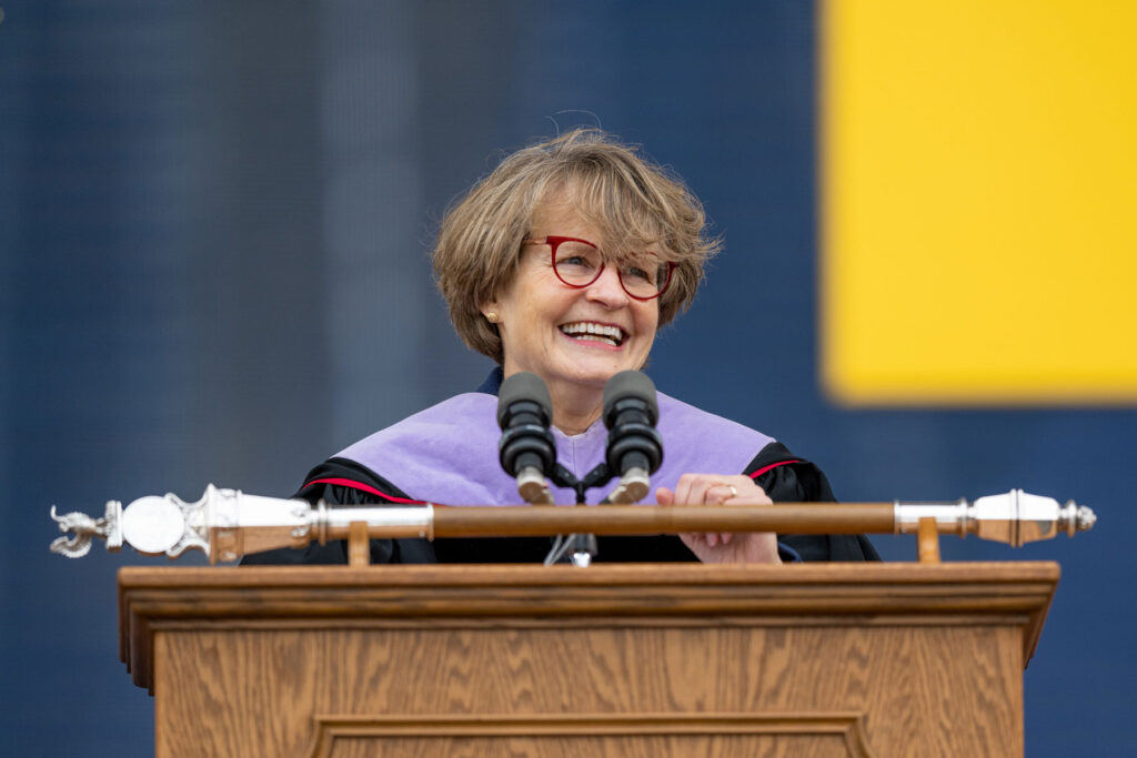 Photo of Provost Laurie McCauley speaking