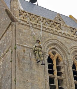 Monument to the trapped paratrooper, John Steele.