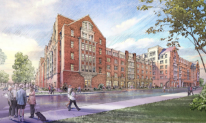 Artist's rendering of a new residence Hall to be built by Robert A.M. Stern Architects.