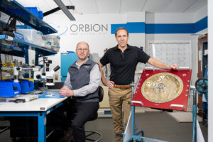 Orbion Chief Technology Officer Jason Sommerville, left, and University of Michigan alumnus and Orbion CEO Brad King founded the company in 2016. Image credit: Eric Bronson, Michigan Photography