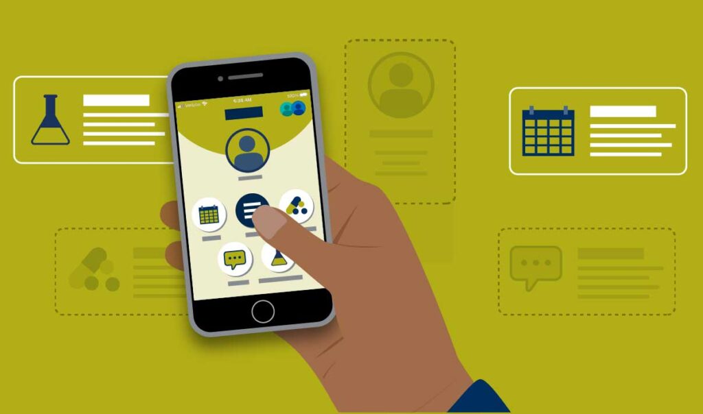Concept illustration of using a smart phone app. Image courtesy: Michigan Medicine