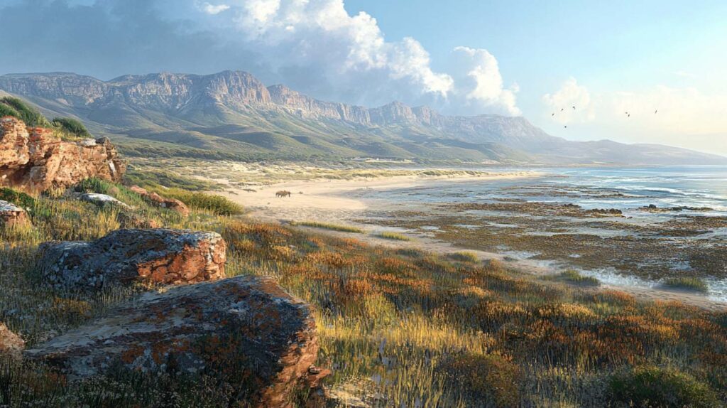 Concept illustration of paleolake in South Africa. Image credit: Nicole Smith, made with Midjourney