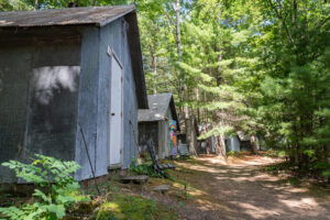 A line of cabins at U-M Biological Station.