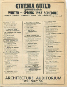 Sample Cinema Guild schedule from 1967.