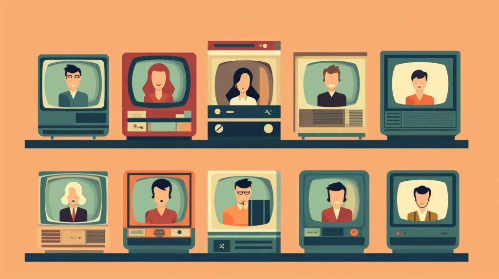 Concept illustration of characters on television screens. Image credit: Nicole Smith, made with Midjourney