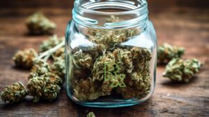 Marijuana buds in a jar