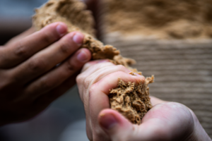 Reusable robotic 3D-printed formwork material made from upcycled sawdust. Image credit: Tharanesh Varadharajan, Zachary Keller, Muhammad Dayyem Khan