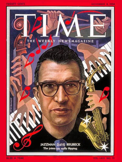 A photo of a Time magazine cover featuring Dave Brubeck