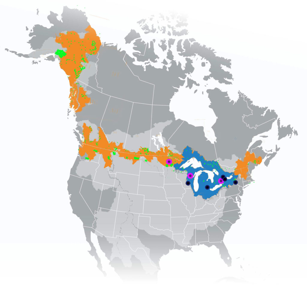 A graphic of North America