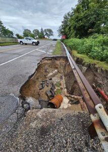 Water damage -- washout -- on an Ypsilanti Township Road.