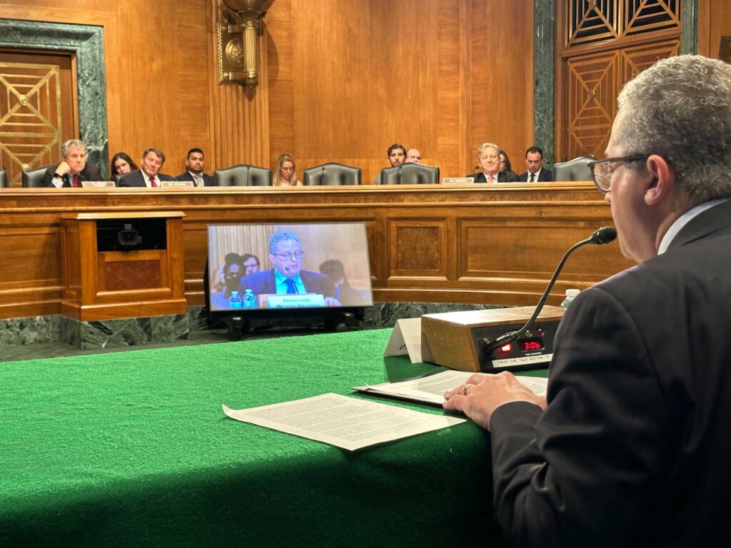 Wellman at the Senate hearing. Image courtesy: Michigan Engineering