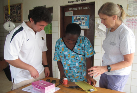 Teaching midwives.