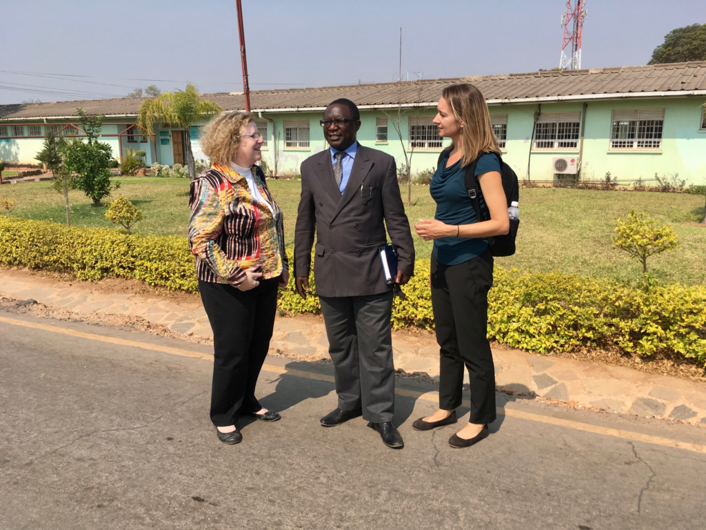 U-M's Katie Lopez meets Associate Dean Mary Ruffolo and another colleague in Zambia.