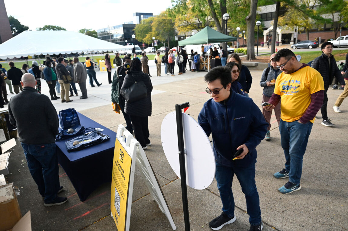 Members of the campus community gathered in Regents' Plaza and outside the nearby LSA building Oct. 9 for a variety of festivities celebrating the launch of DEI 2.0