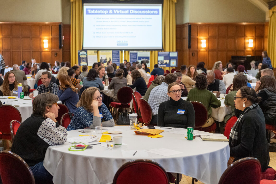 Photo of audience members at the DEI 2.0 information session.