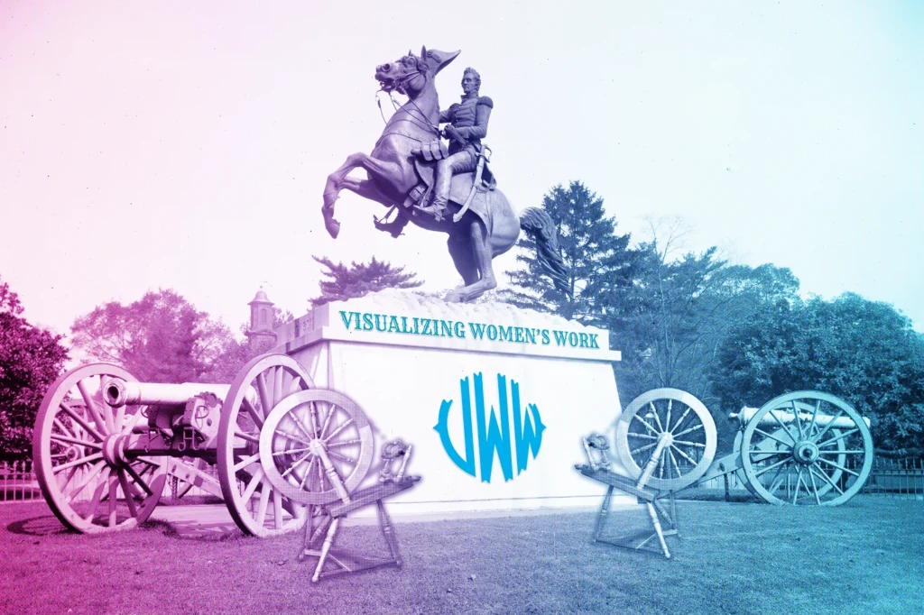 AR view of Manos' "HerView: Visualizing Women's Work."