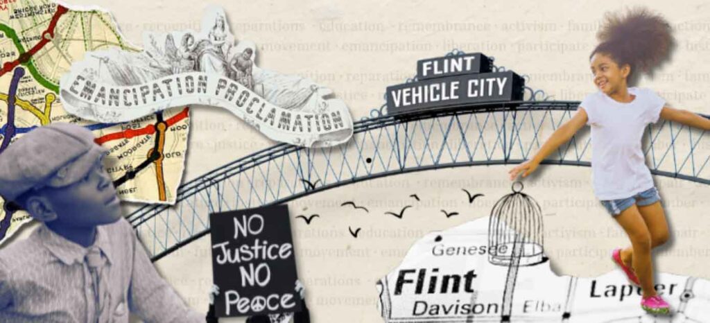 Collage image of people and places in Flint, Michigan. Image courtesy: U-M Poverty Solutions