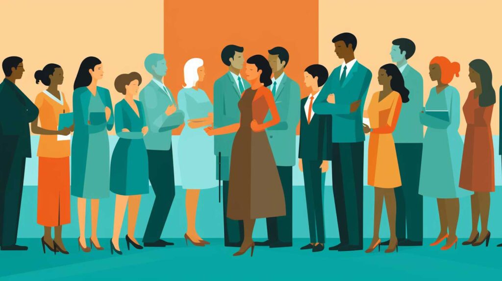 Concept illustration of women and minority faculty. Image credit: Nicole Smith, made with Midjourney