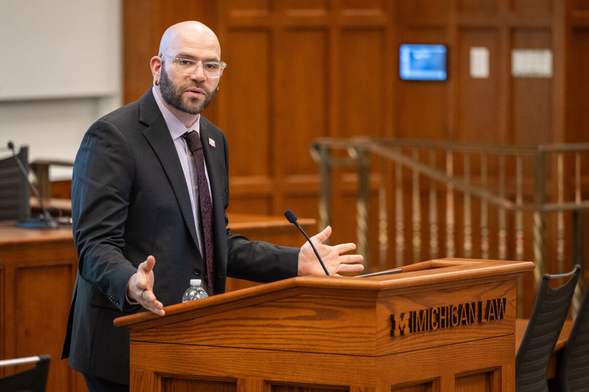 Photo of Jonathan Friedman delivering the Davis, Markert, and Nickerson Lecture on Academic and Intellectual Freedom.