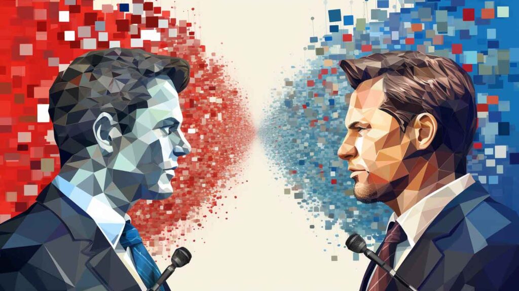 Concept illustration of divisive political discourse. Image credit: Nicole Smith, made with Midjourney